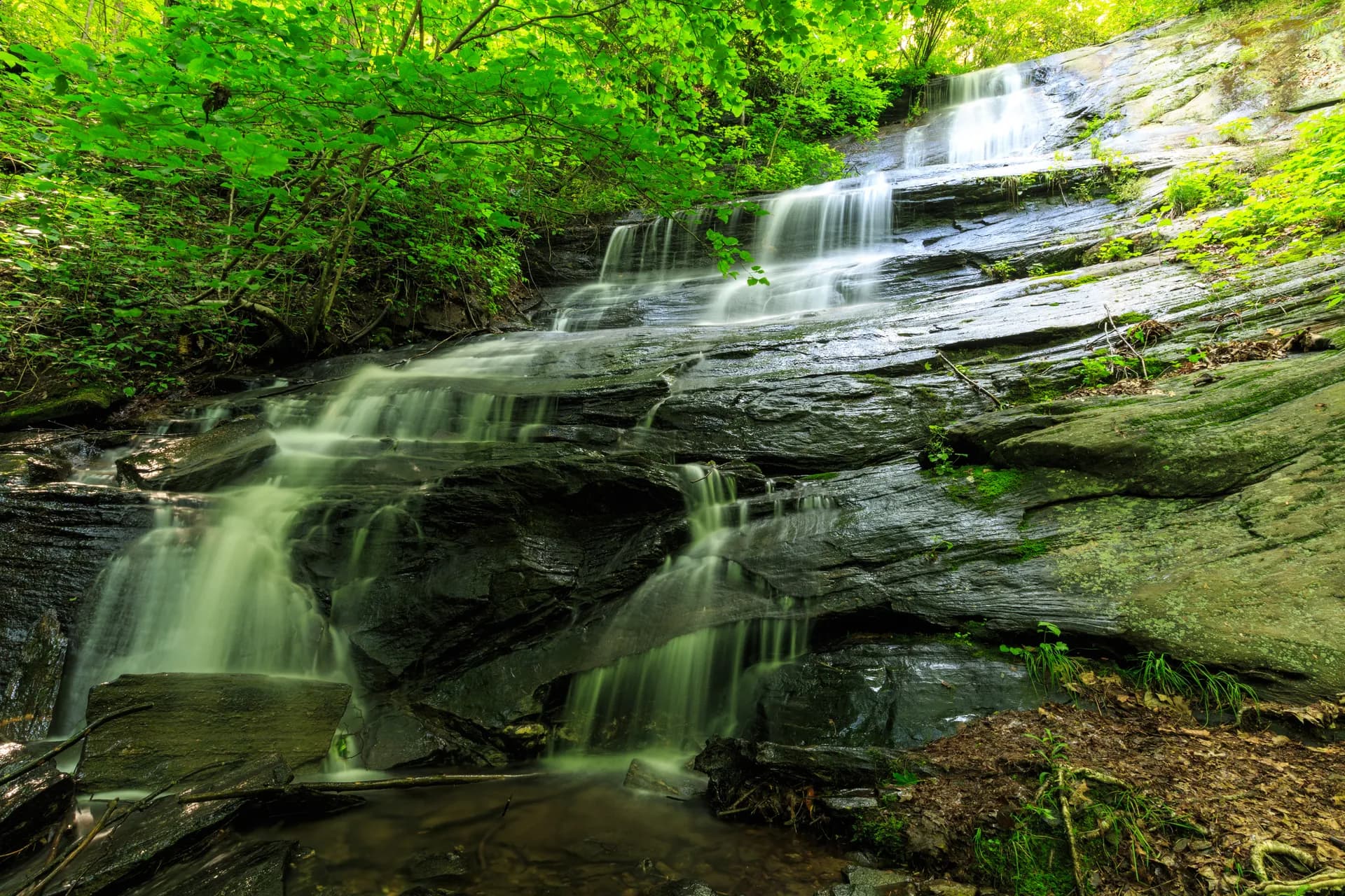 Barnett Branch Trail waterfall in Pisgah National Forest, North Carolina